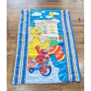Vtg Sesame Street Twin Comforter 85x60 Big Bird Elmo Cookie Monster Reversible